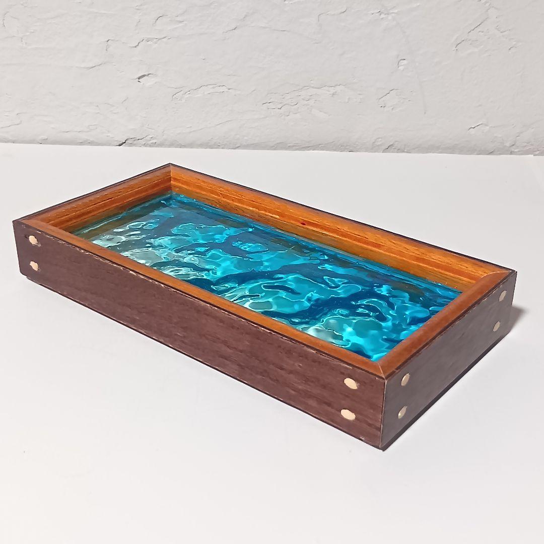 【1201 】オーシャンアート　波紋　ウッドレジン　トレー（中）　レジンアート