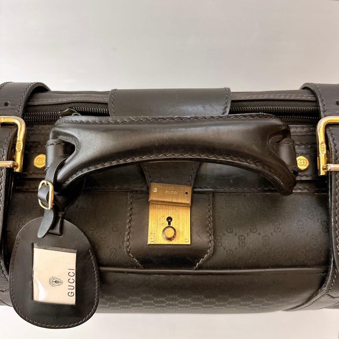 ✨美品✨グッチマイクロGG トランクケース　レザー　黒　旅行カバン　ボストン