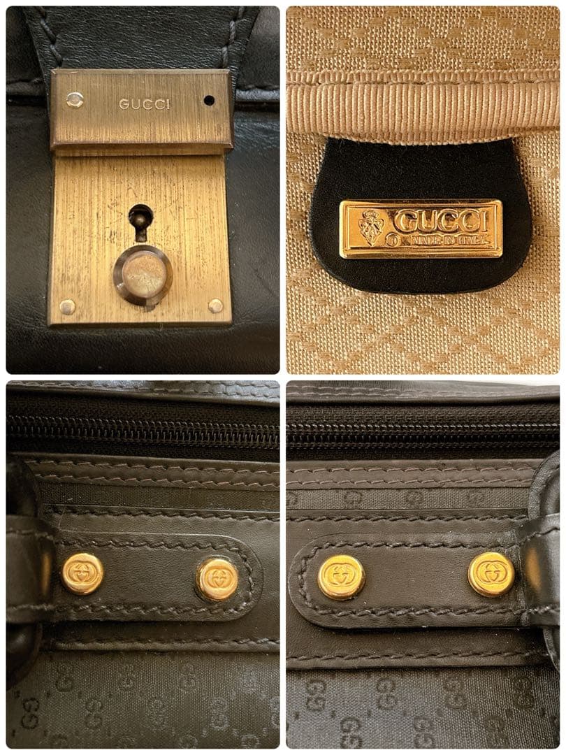 ✨美品✨グッチマイクロGG トランクケース　レザー　黒　旅行カバン　ボストン