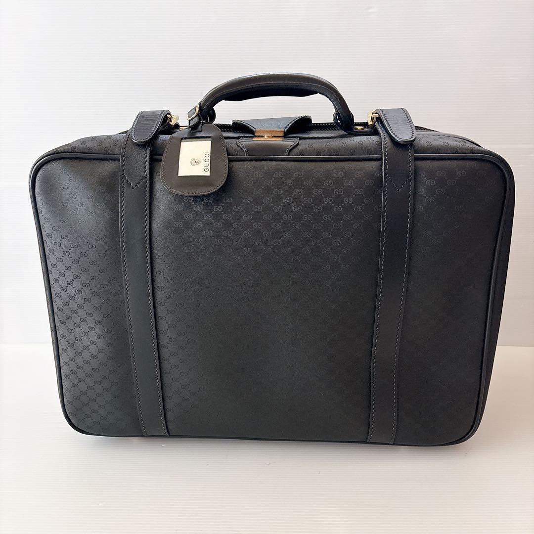 ✨美品✨グッチマイクロGG トランクケース　レザー　黒　旅行カバン　ボストン