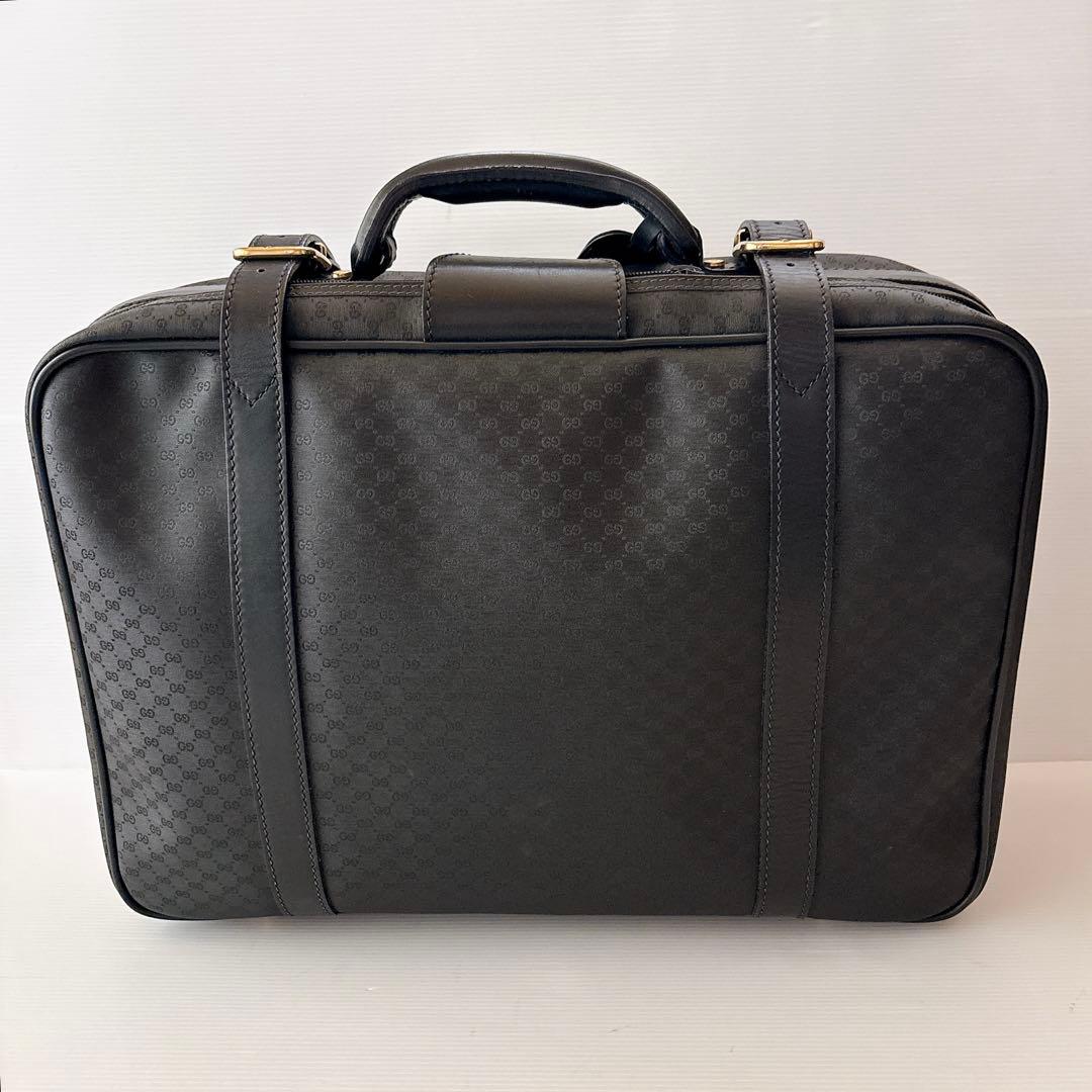 ✨美品✨グッチマイクロGG トランクケース　レザー　黒　旅行カバン　ボストン
