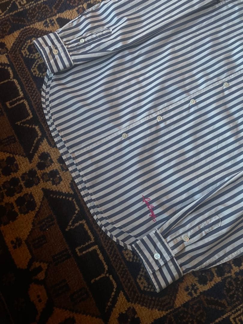 希少 美品 GOODENOUGH BACK LOGO STRIPE SHIRTS