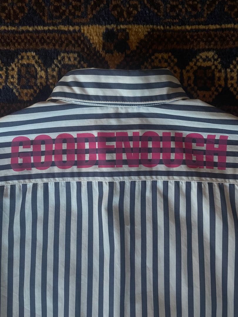 希少 美品 GOODENOUGH BACK LOGO STRIPE SHIRTS