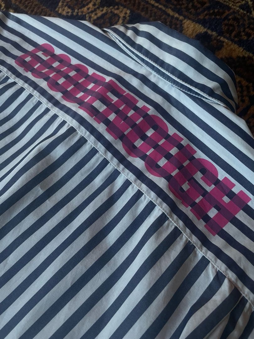 希少 美品 GOODENOUGH BACK LOGO STRIPE SHIRTS