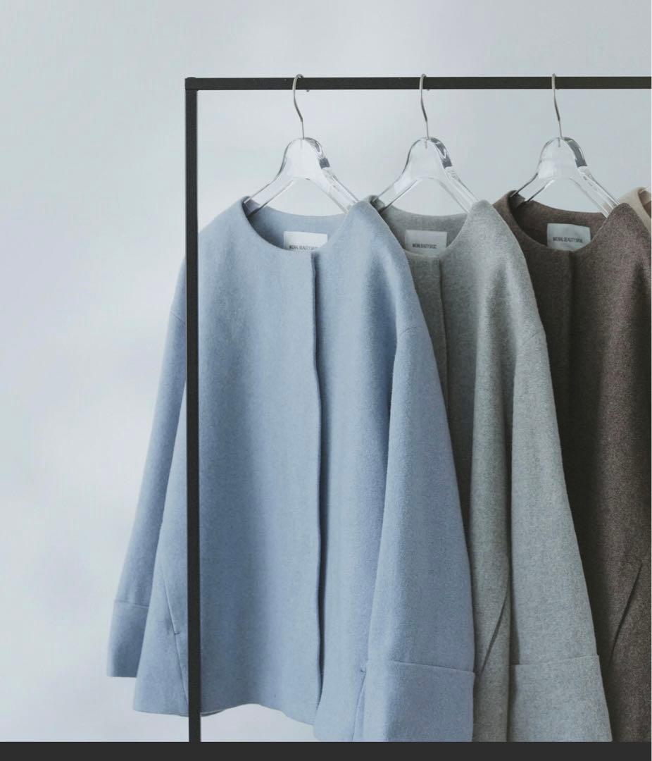 ナチュラルビューティーベーシック　ちょうど良い服　カシミヤ混コート　モカ　S