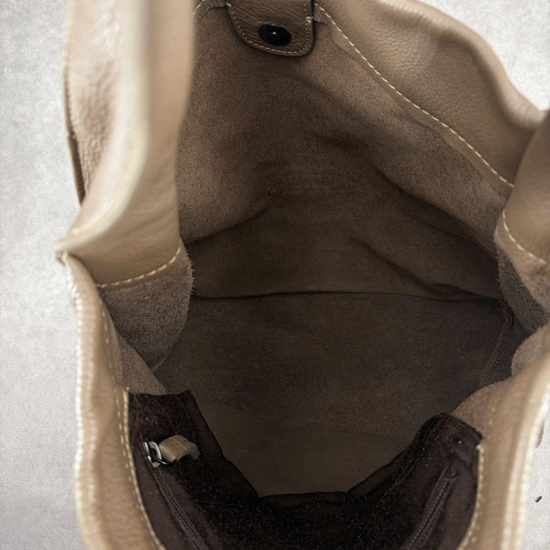 【良品】マックスマーラ トートバッグ 肩掛け レザー 本革 A4可 グレージュ系