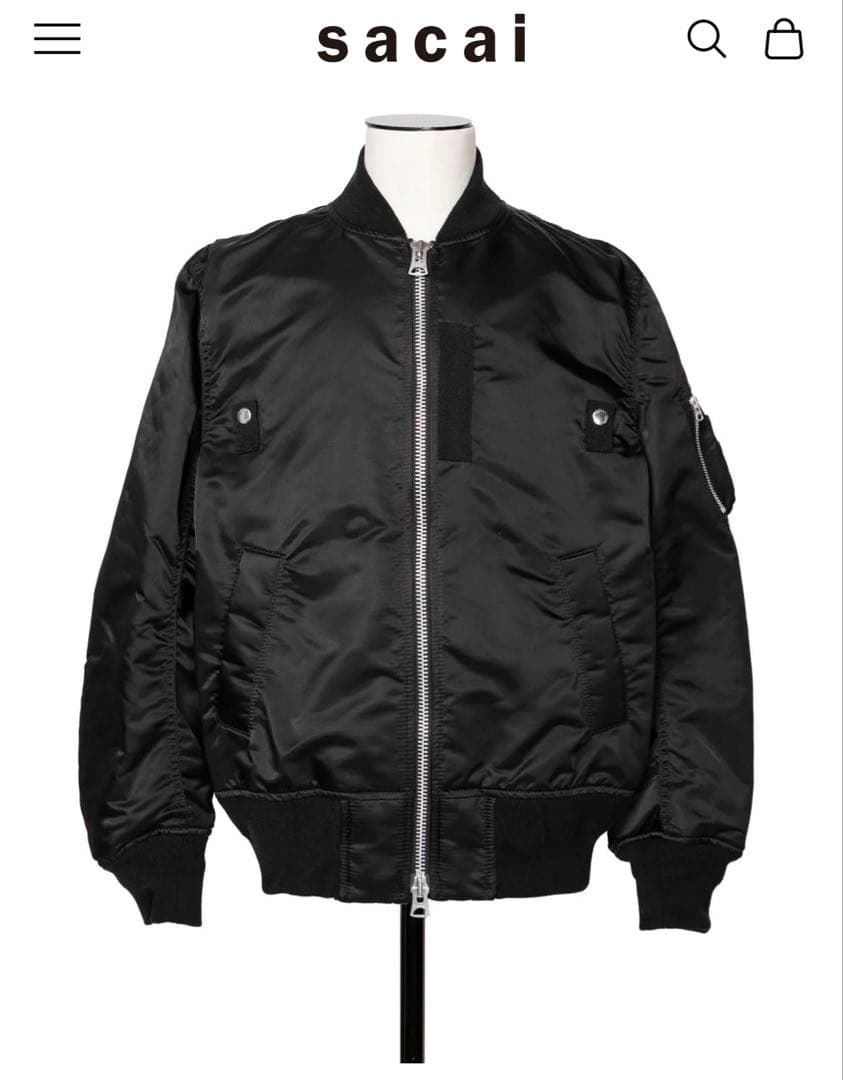 美品 sacai MA-1 ボンバージャケット ブラック 黒 タグ付き メンズ