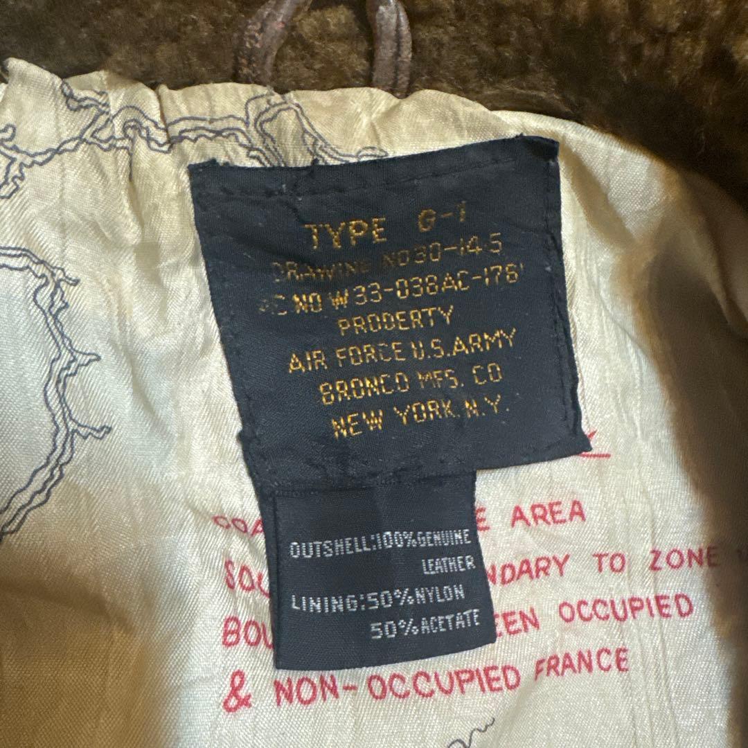ト*ン様 TYPE G-1 レザーフライトジャケット BRONCO MFG ワッ