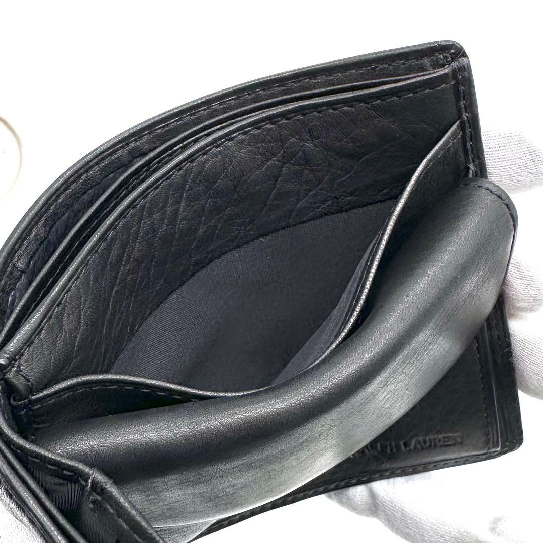 未使用✨ポロ ラルフローレン ２つ折り財布 牛革 ソフトレザー スリム ブラック