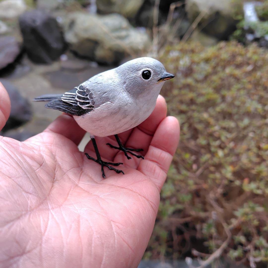 小さなバードカービング コサメビタキ 野鳥 木彫り