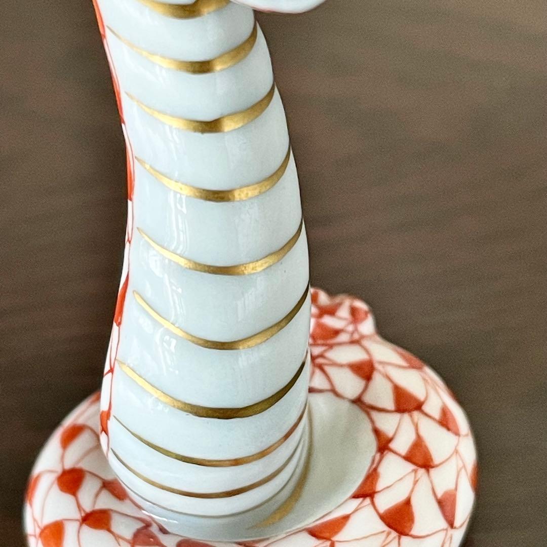 美品 HEREND ヘレンド フィギュリン 干支 2001年 巳 ヘビ 赤