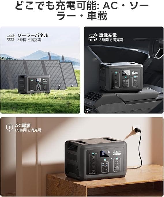 新品！ Arkpax ポータブル電源 1024Wh 1200W リン酸鉄 UPS