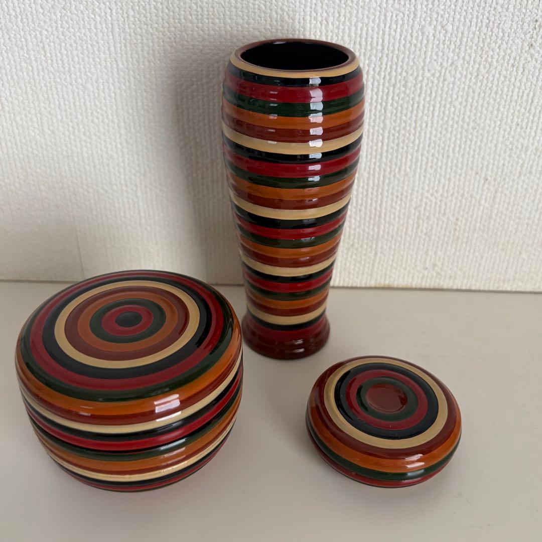 【未使用】木製　茶道具三点セット　独楽　箱付き