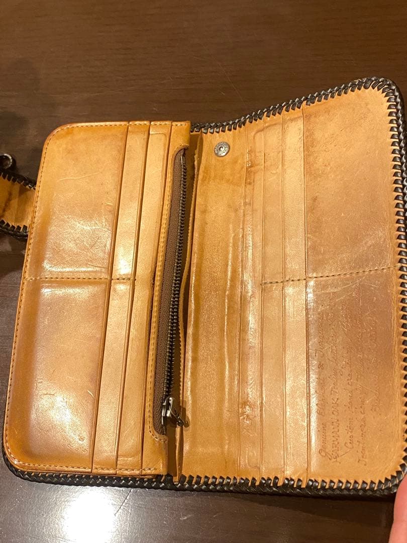窪田クラフト カービング長財布 象革/ターコイズ フルカスタム3点セット