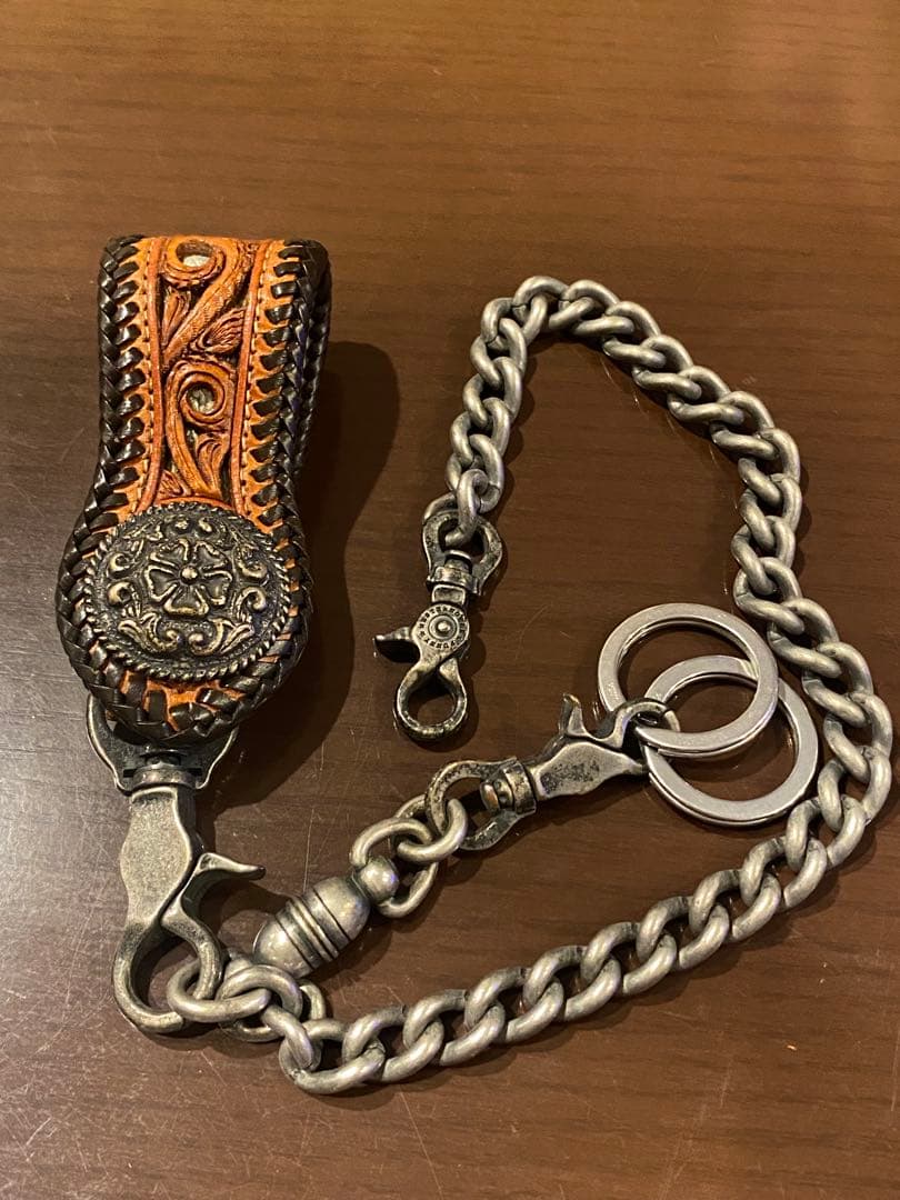 窪田クラフト カービング長財布 象革/ターコイズ フルカスタム3点セット