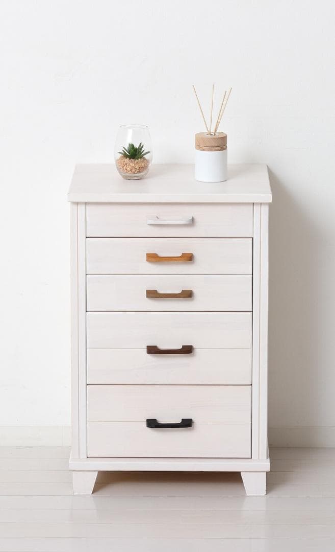 国産　天然木　5段　チェスト　収納棚　コンパクト　収納力