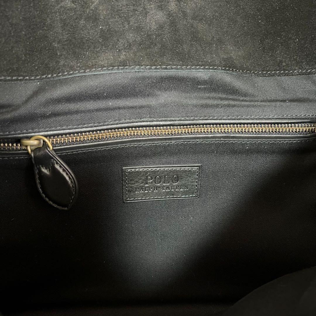 美品 ポロラルフローレン メッセンジャーバッグ レザー ブラック A4収納可