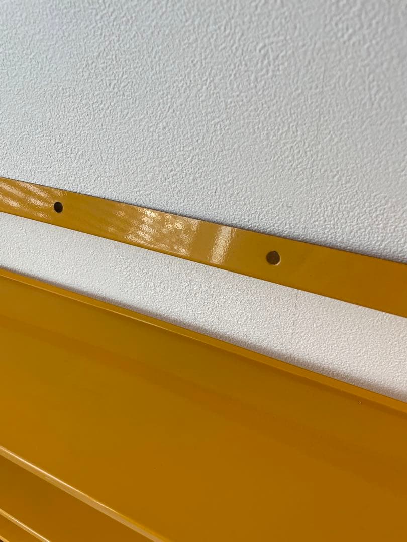 イエロー 5段オープンシェルフ 金属製　本棚　レトロ家具