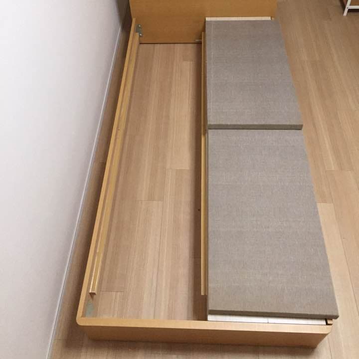 収納付きベッドフレーム(マットレス付き)