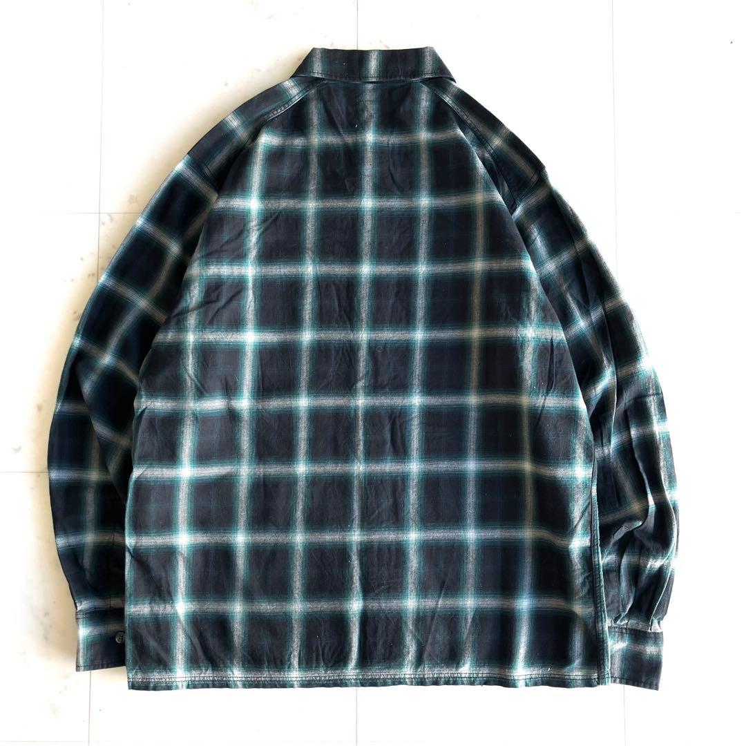 【美品】WTAPS ダブルタップス 長袖オンブレチェックシャツ グリーン系