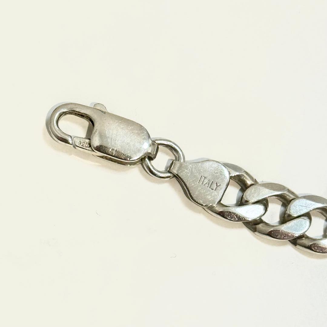 イタリア製　ヴィンテージ　フィガロチェーン　ブレスレット　シルバー925