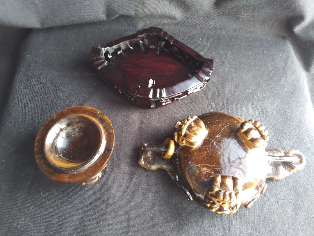 虎目石香炉　中国工芸品　置物　NO.840