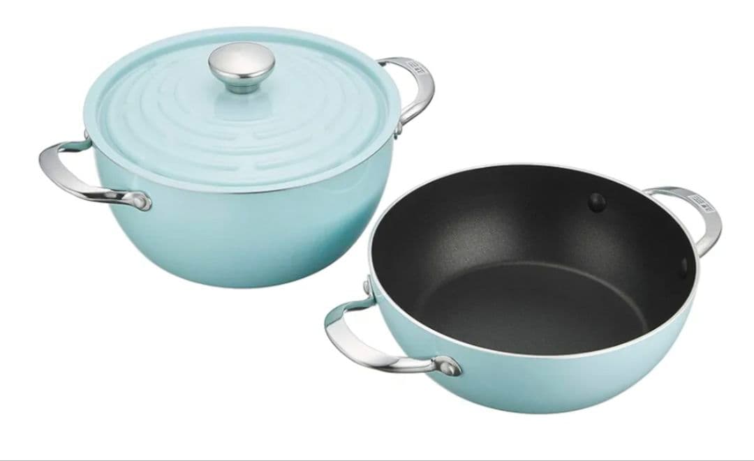 【新品】 マイヤー お洒落な両手鍋 ライトポット セット 24cm ブルー 軽量