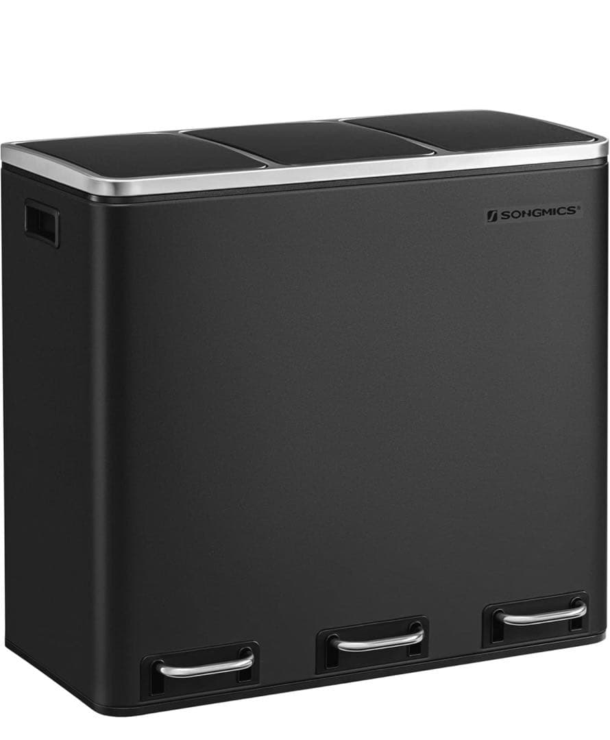 ブラック　ゴミ箱　3分別　ペダル式　おしゃれ