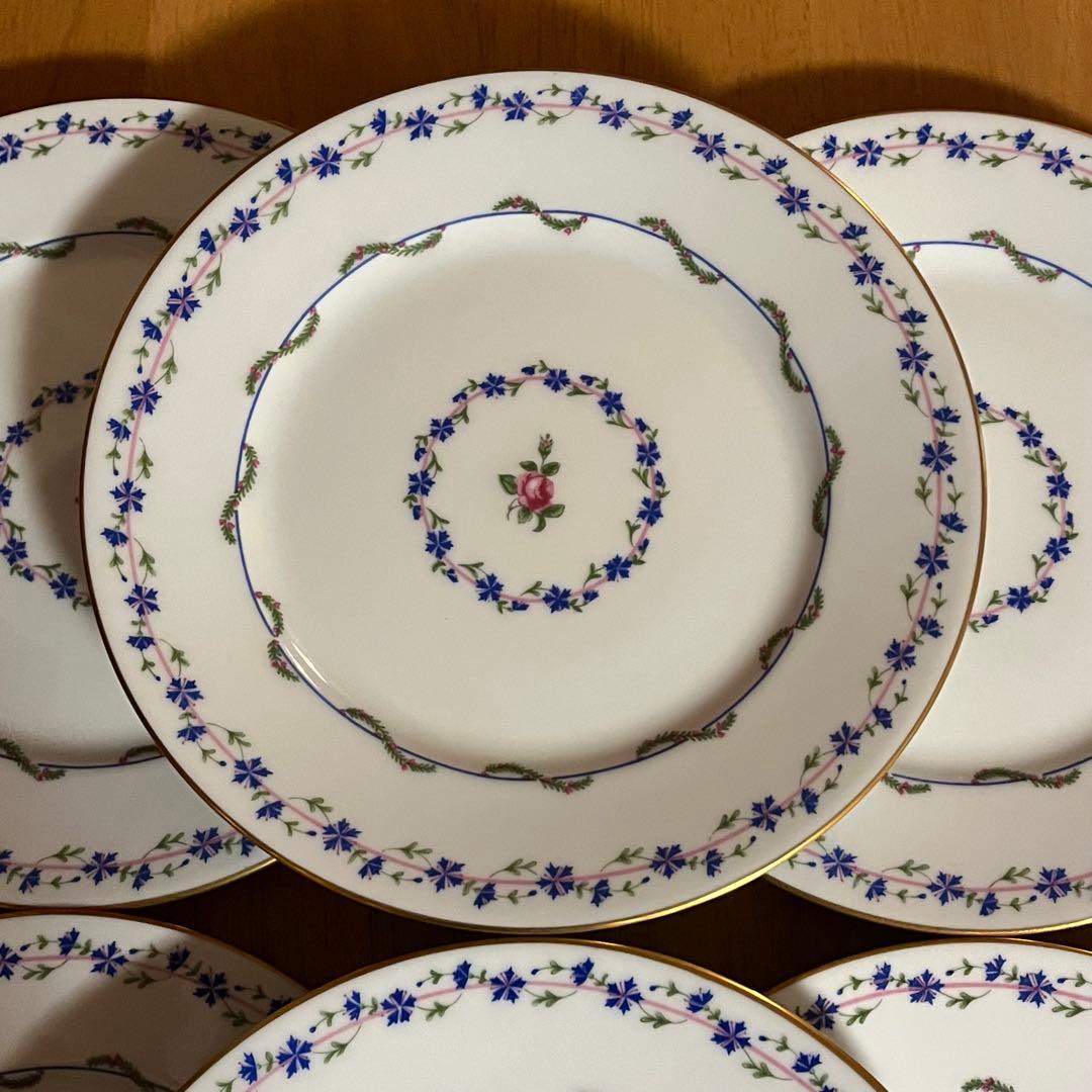【北海道から発送】希少品　レイノー・リモージュ★ブルーエ　矢車菊★デザート皿6枚