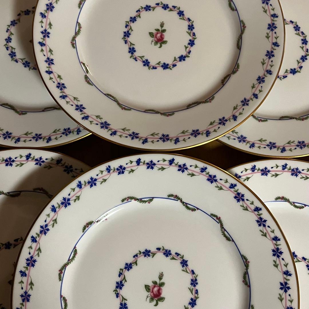 【北海道から発送】希少品　レイノー・リモージュ★ブルーエ　矢車菊★デザート皿6枚
