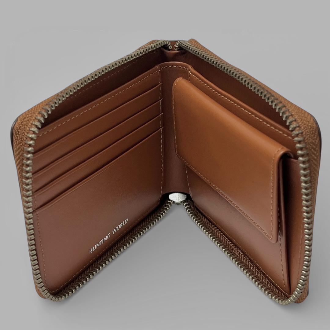 【美品】ハンティングワールド 二つ折り財布 レザー