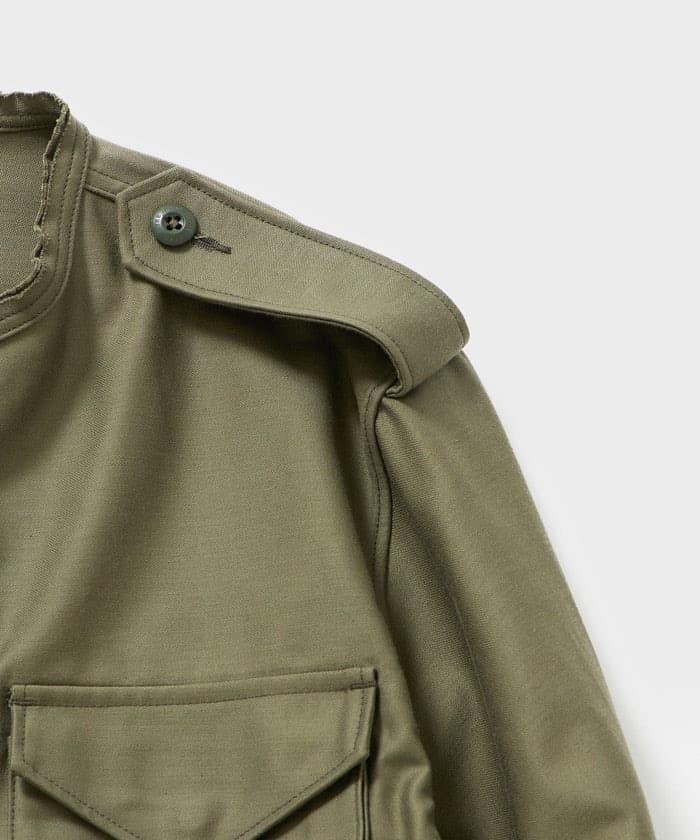 HYKE オリーブ クロップドジャケット ショルダーパッド付き