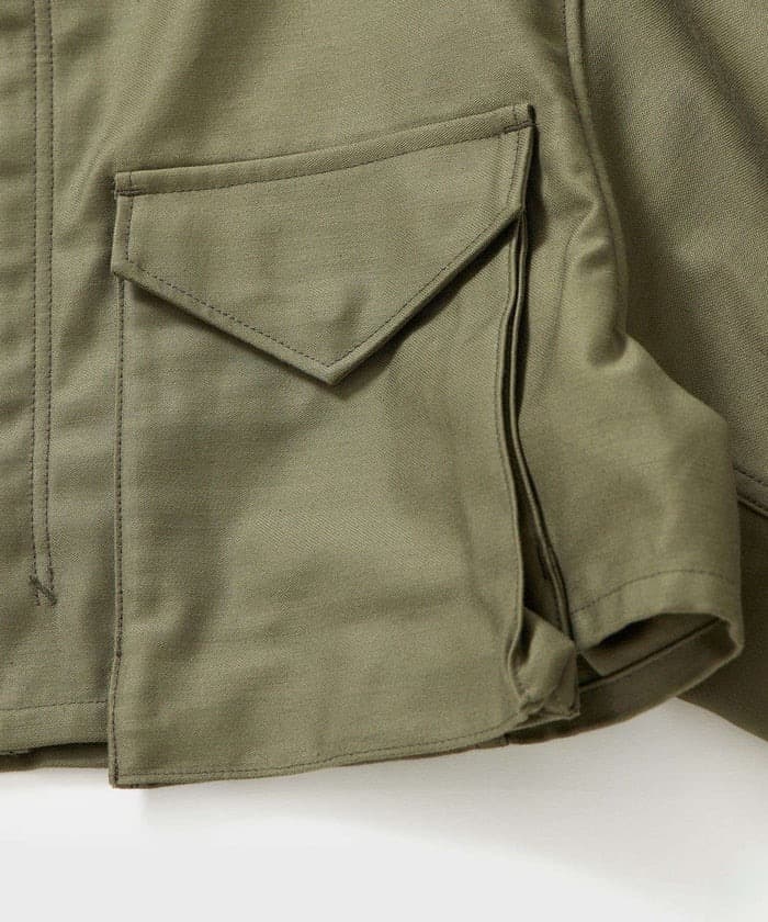 HYKE オリーブ クロップドジャケット ショルダーパッド付き