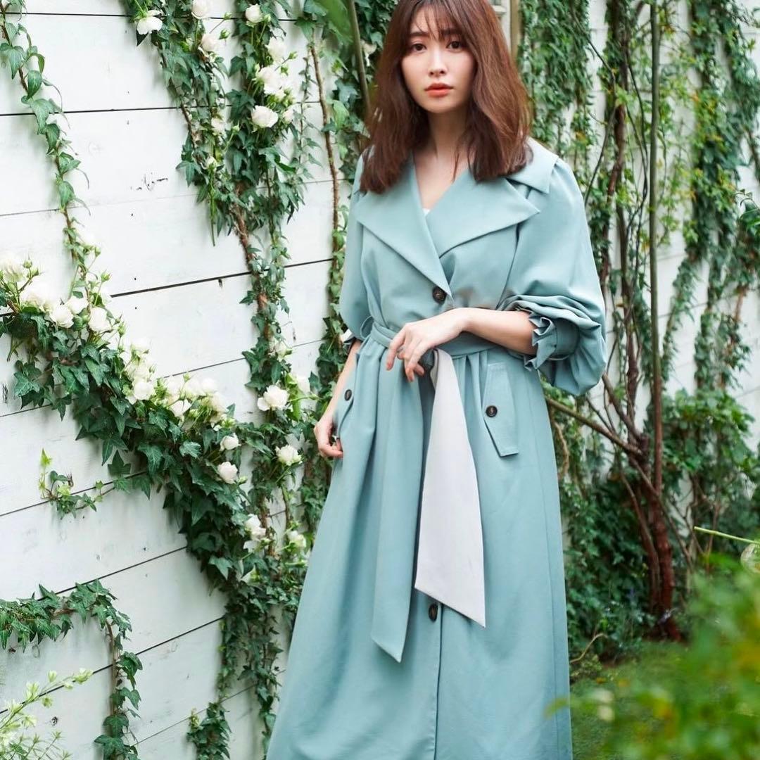 【Herlipto】Belted Dress Trench Coat sax