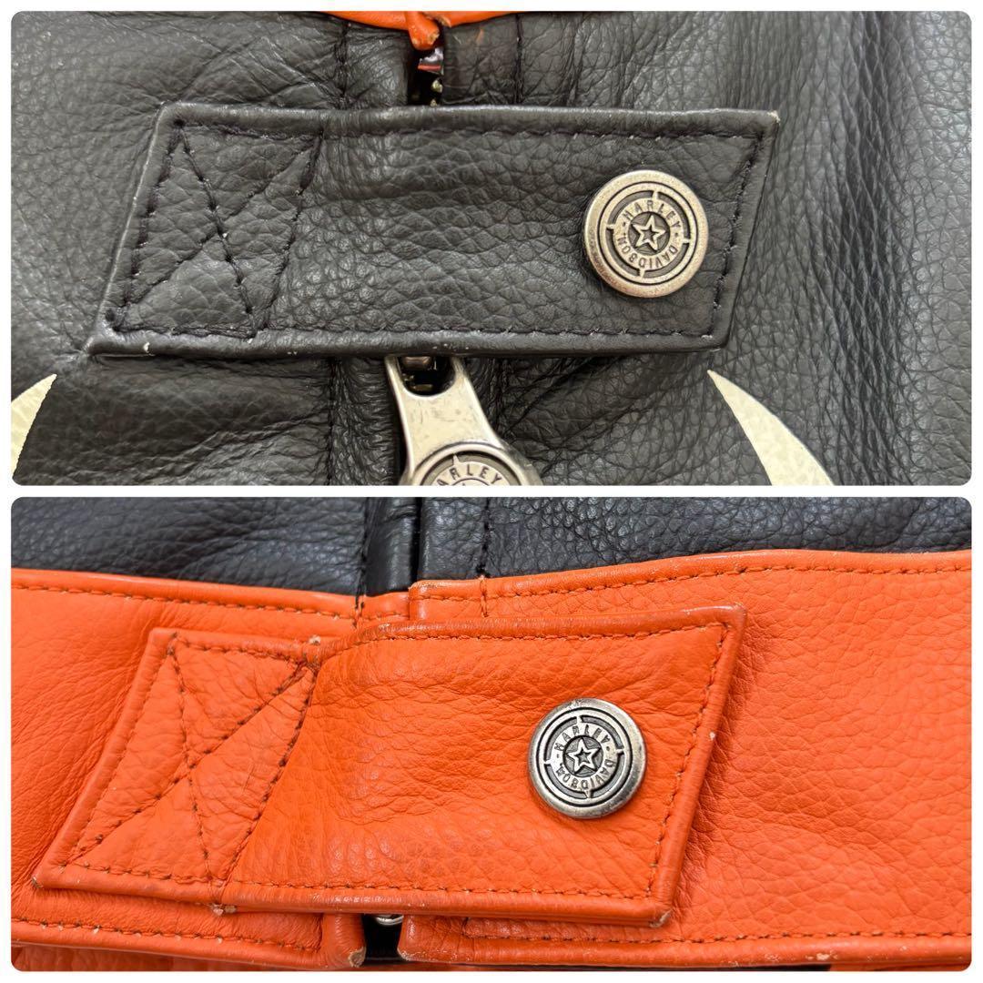 ハーレーダビッドソン シングル ライダースジャケット 革ジャン レディースL