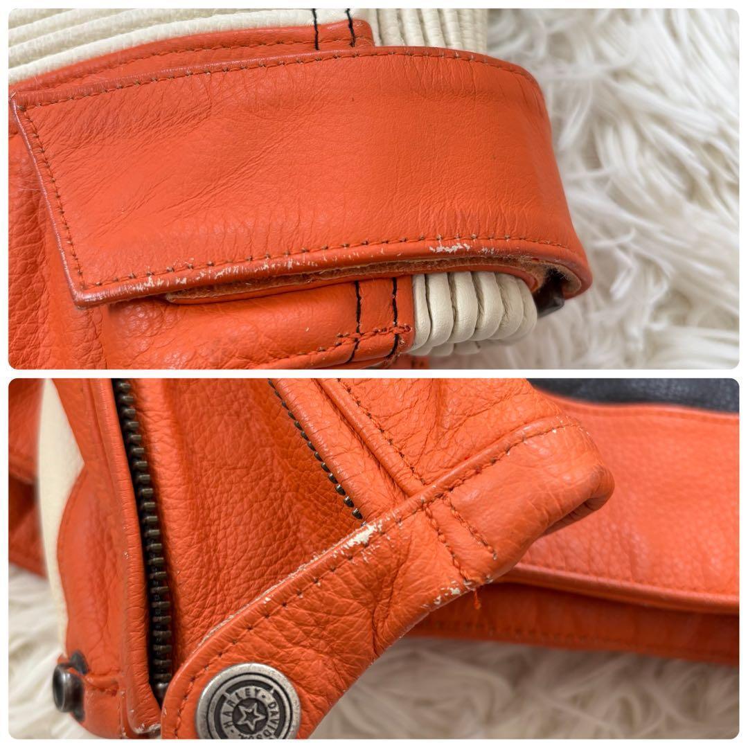 ハーレーダビッドソン シングル ライダースジャケット 革ジャン レディースL