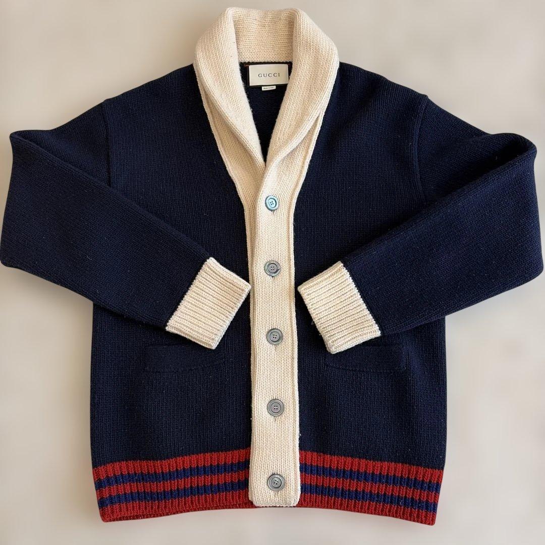 GUCCI ショールカラーニットカーディガンMade in Italy Mサイズ