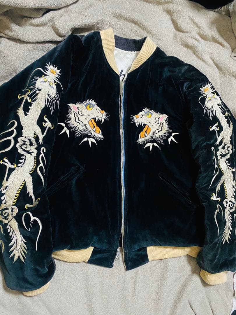 テーラー東洋 日本限定 スカジャン 虎龍限定　別珍　サテン 2面使う