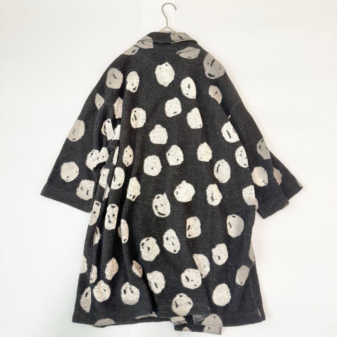 ヨーガンレール　ウールコート　ドット柄　ブラック　黒　ドット