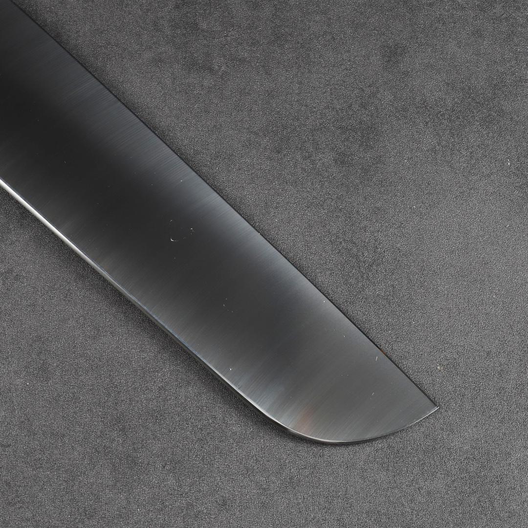 7019 鎌型薄刃包丁 8寸 刃渡り240mm 刺身包丁 人工象牙黒三本巻八角柄