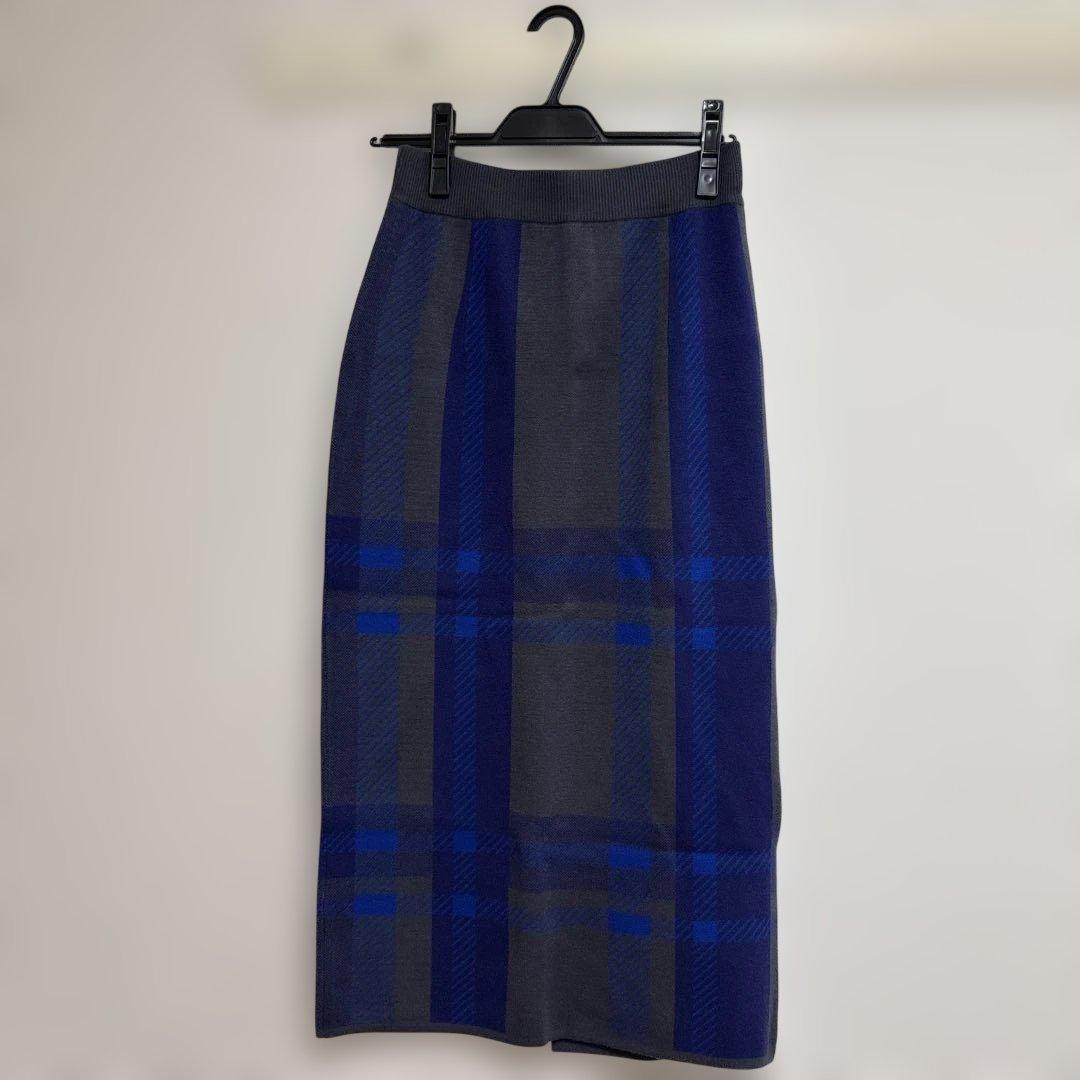 ヤマダヤ　FENNEL ビッグチェックナローニットスカート （チャコールグレー）