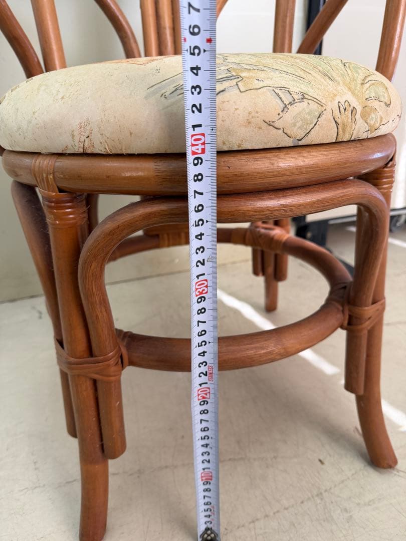 福岡発 ラタン　ガラス ダイニングテーブル チェア2脚セット 食卓机椅子 セット