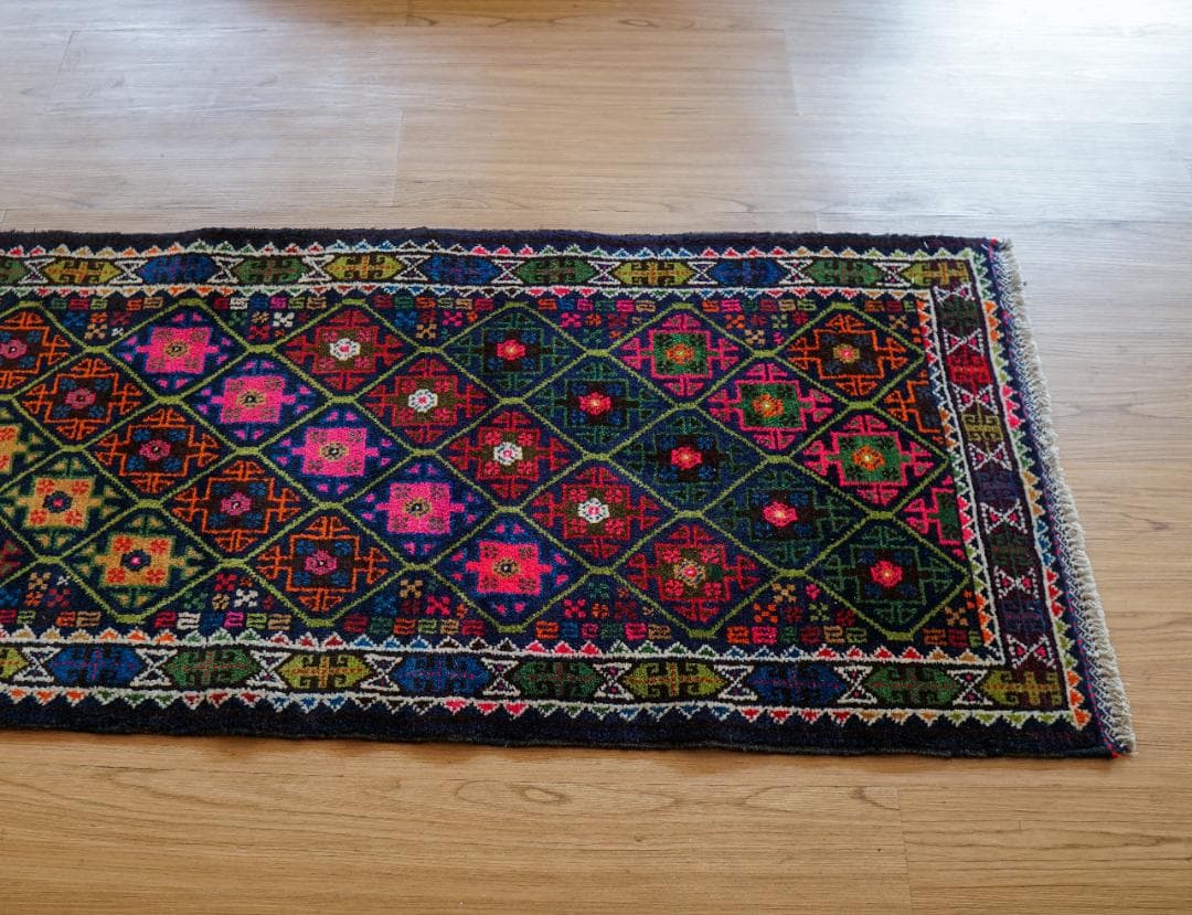 231×55cm　 アフガニスタン手織り絨毯 ランナー トライバルラグ