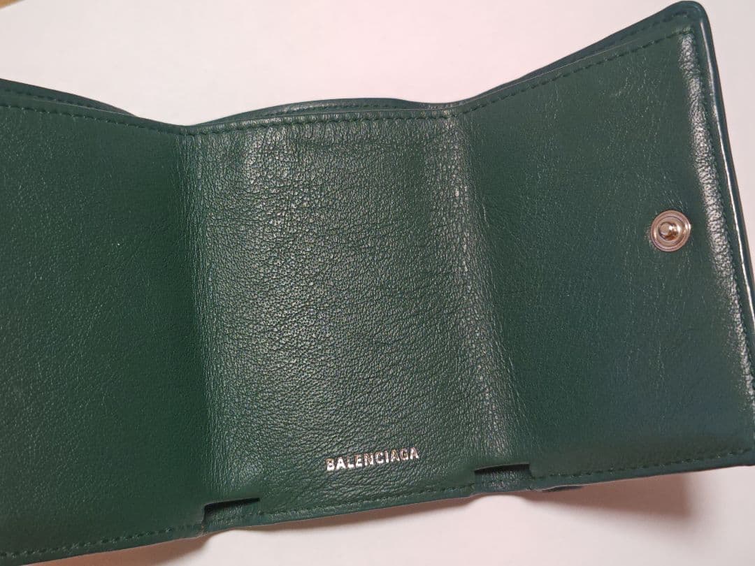 ★BALENCIAGA★ペーパーミニウォレット★グリーン★三つ折り財布★