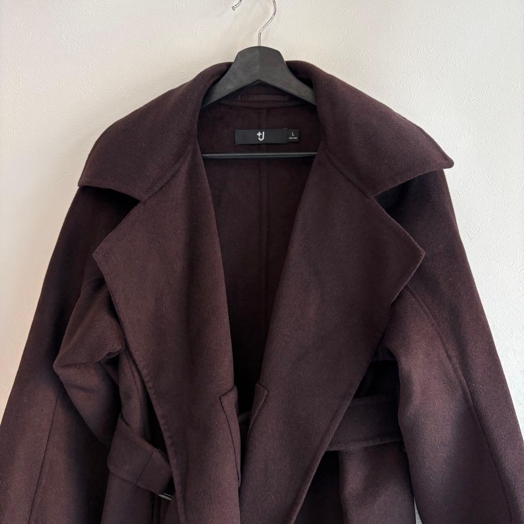 【美品】カシミヤブレンドラップロングコート +J ジルサンダー　ブラウン
