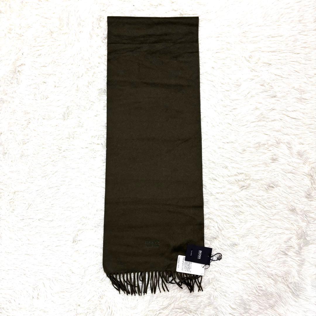 新品タグ付✨ HUGO BOSS マフラー カシミヤ 100% オリーブ