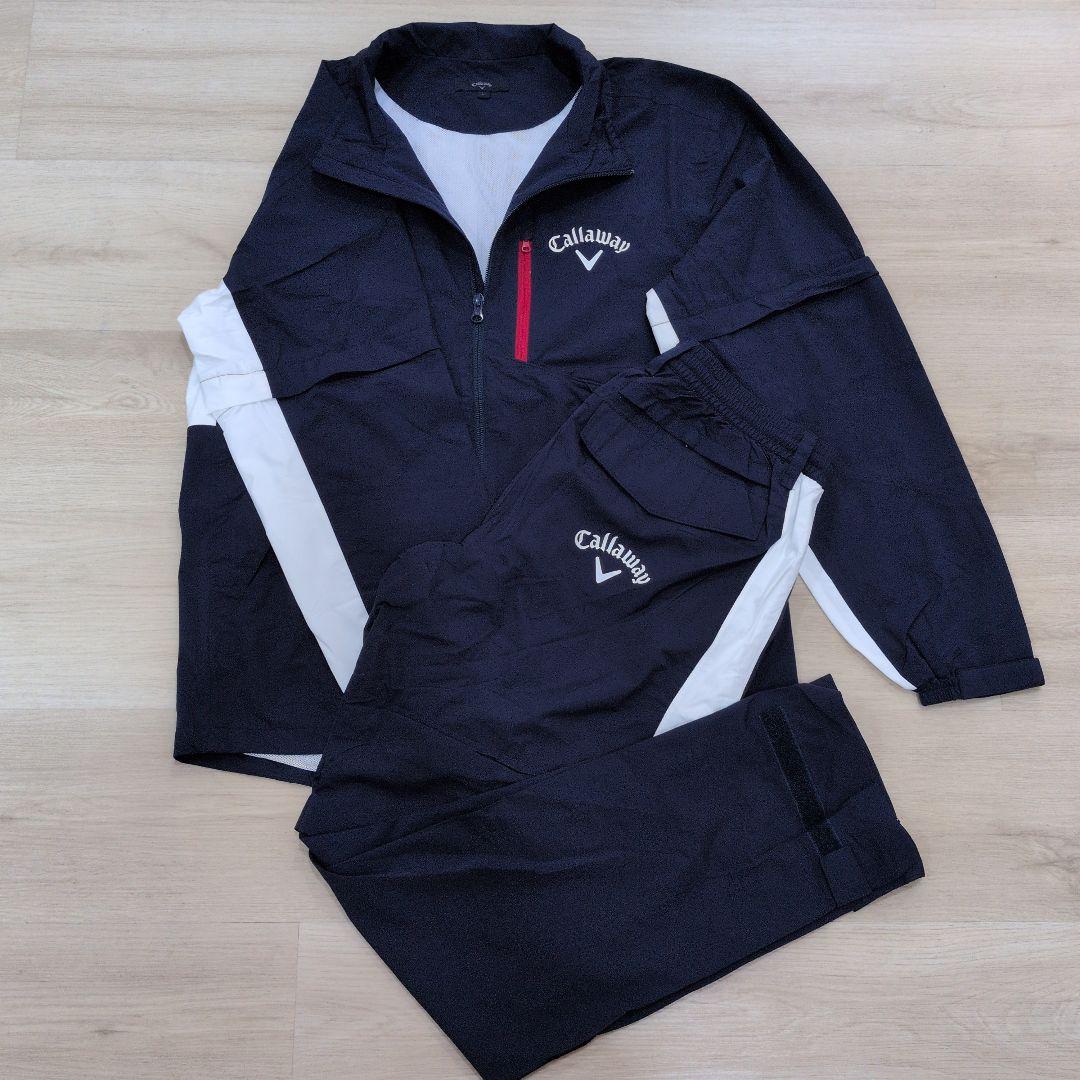 美品　キャロウェイ L セットアップレインウェア ネイビーゴルフ スポーツウェア