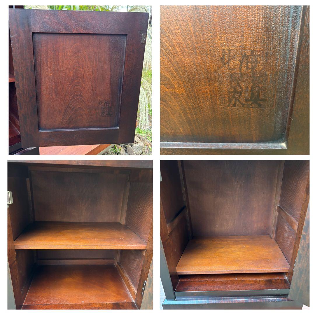 北海道民芸家具 カバ無垢材 電話台 サイドテーブル 飾り台 花台