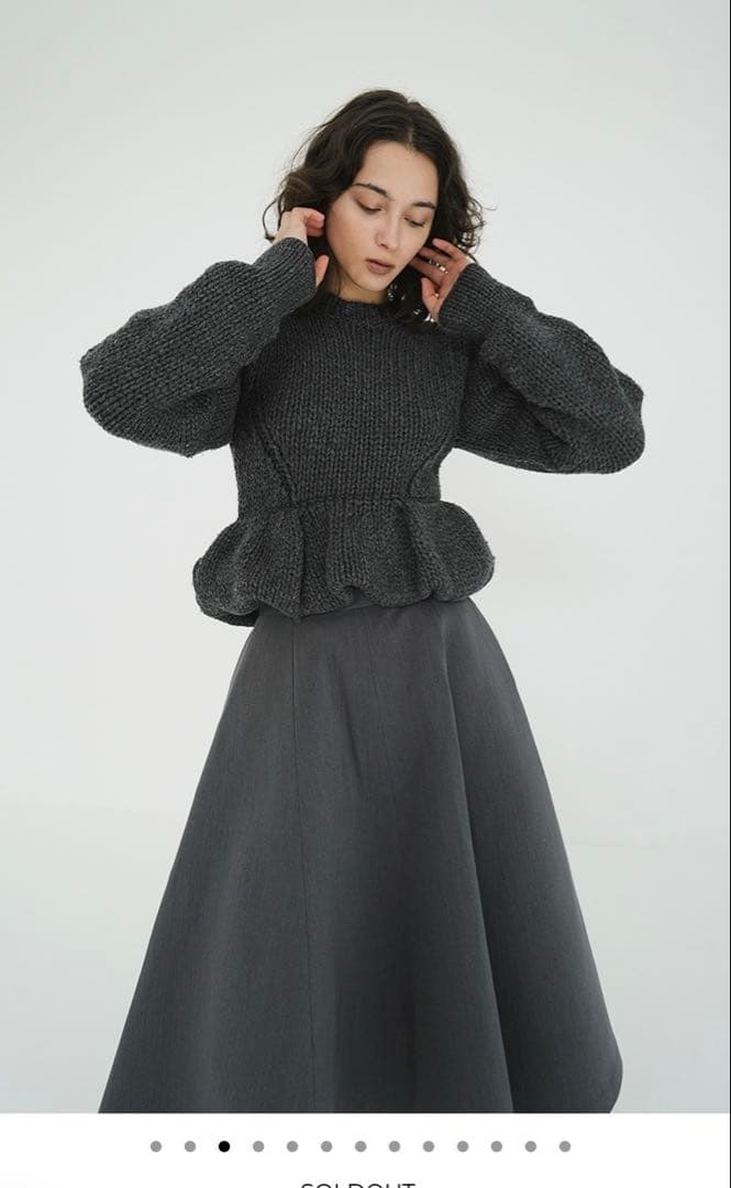 clane peplumhandknit ぺプラム１　美品クラネニット