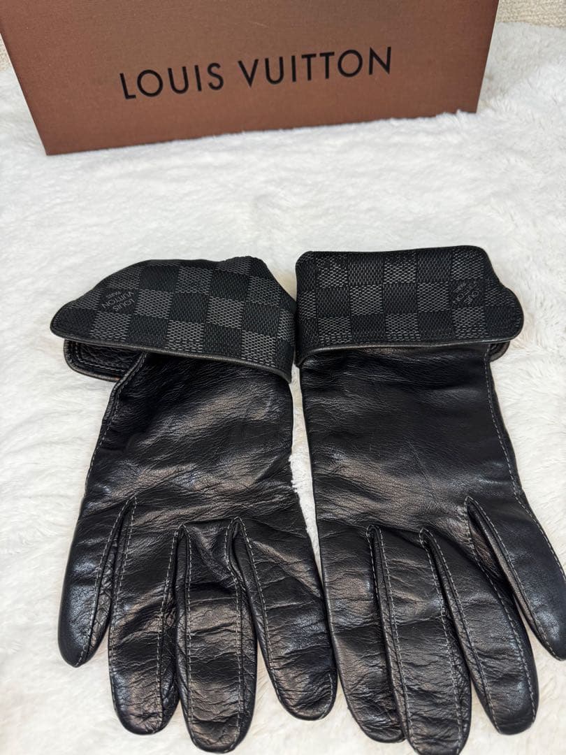Louis Vuitton ブラックレザーグローブ